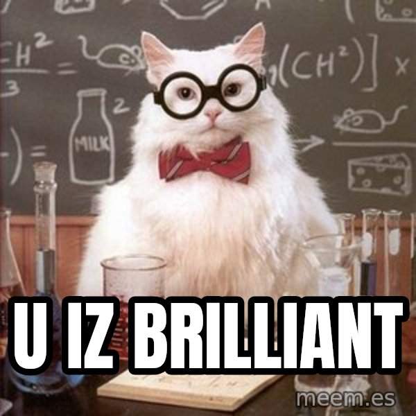 Chemistry Cat meme: U IZ brilliant