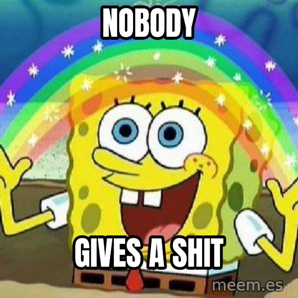 Imagination meme: Nobody / Gives a shit
