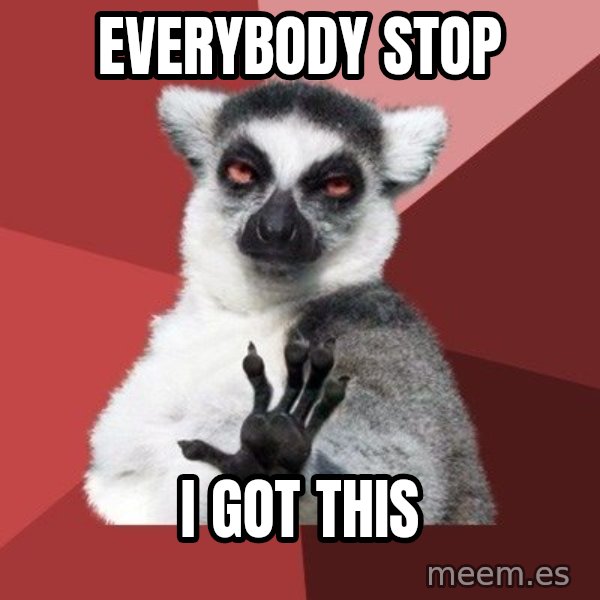 Chill Out Lemur meme: EVERYBODY STOP / I GOT THIS