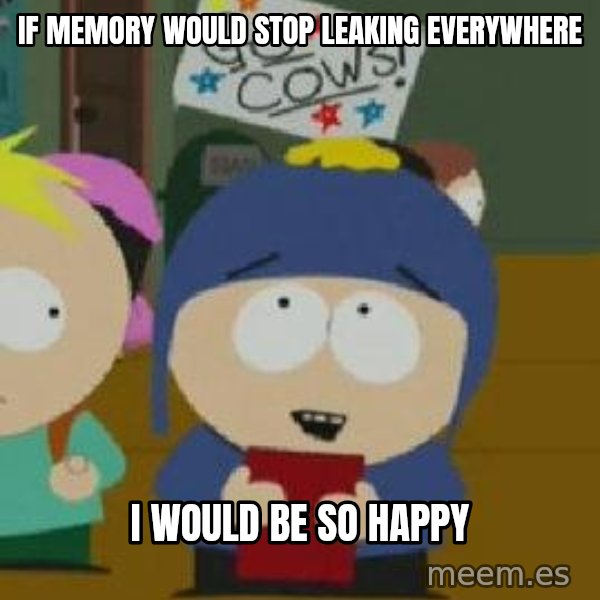 Craig would be so happy meme: If memory would stop leaking everywhere / I would be so happy
