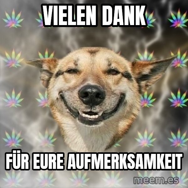 Stoner Dog meme: Vielen dank / für eure aufmerksamkeit