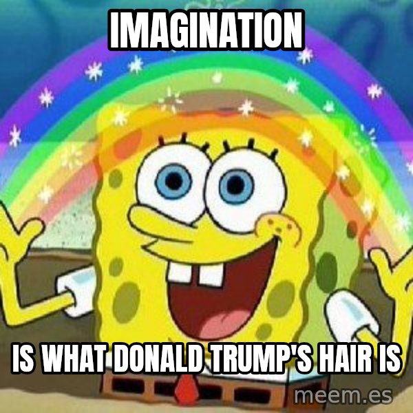Imagination meme: Imagination / Is what Donald Trump's Hair is