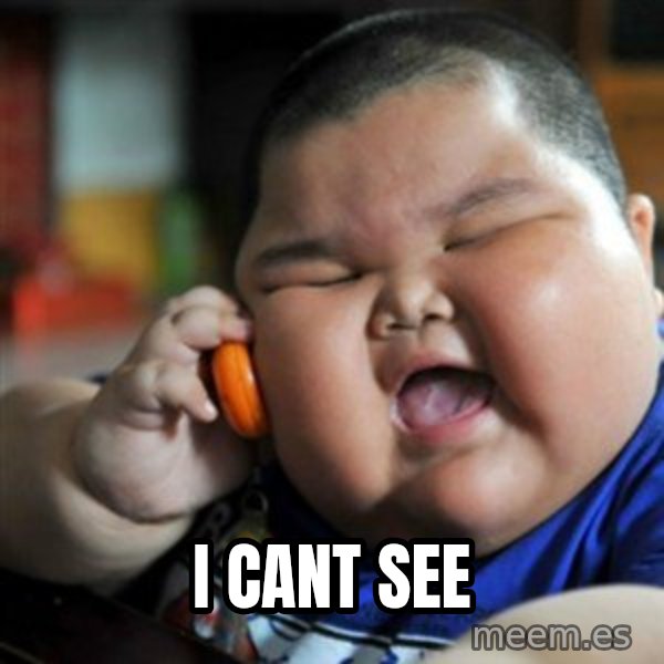 fat chinese kid meme: i cant see