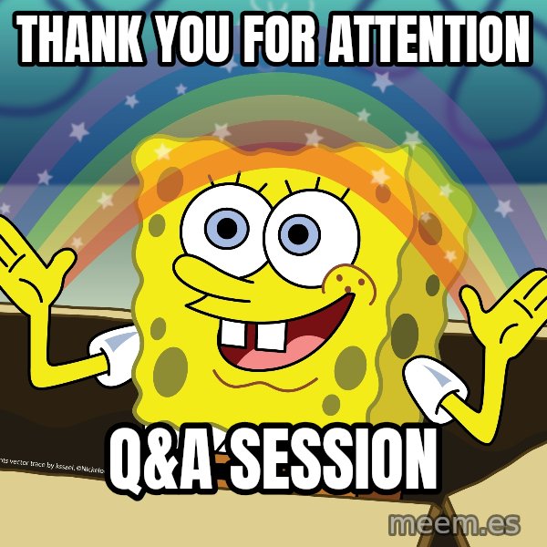 spongebob rainbow meme: THANK YOU FOR ATTENTION / Q&A SESSION