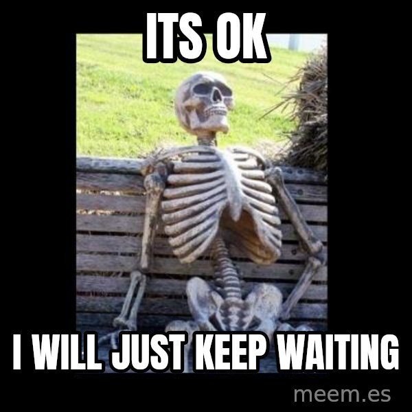 Still Waiting meme: ITS OK / I will just keep waiting