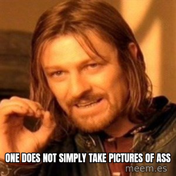 One Does Not Simply meme: one does not simply take pictures of ass