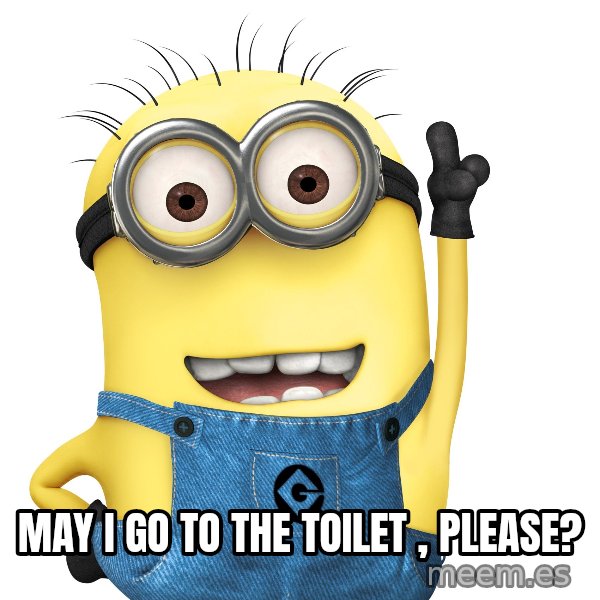 Despicable Me Minion meme: MAY I GO TO THE TOILET , PLEASE?
