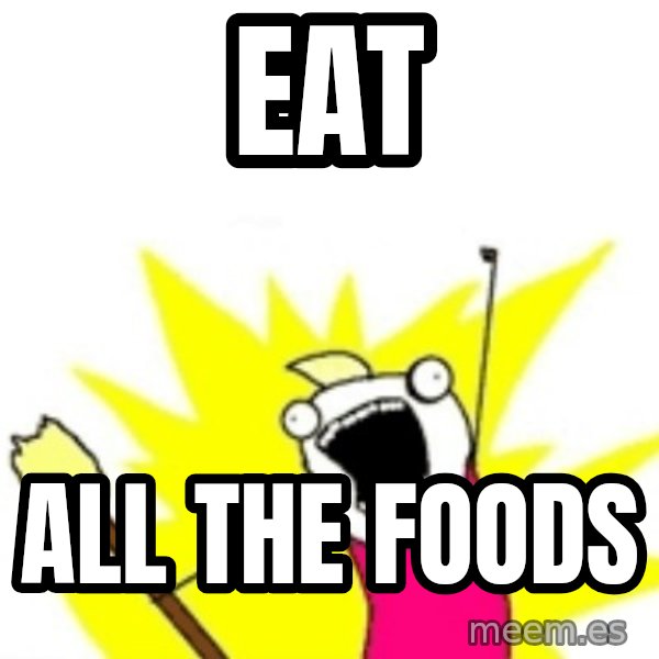 X ALL THE THINGS meme: EAT / ALL THE FOODS