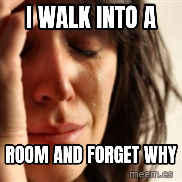 First World Problems meme: I walk into a / room and forget why