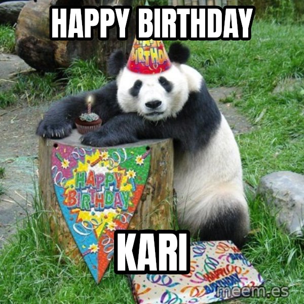 Happy Birthday Panda meme: Happy Birthday / kari