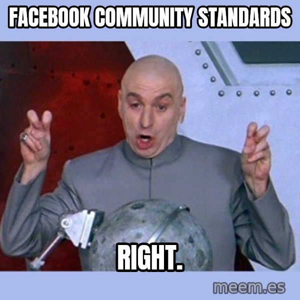Dr Evil meme meme: Facebook Community Standards / Right.