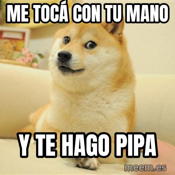 so doge meme: Me tocá con tu mano / y te hago PIPA