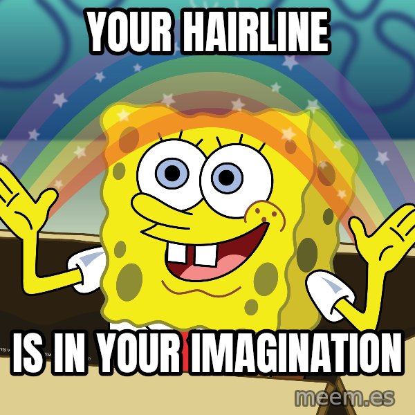 spongebob rainbow meme: Your Hairline / is in your imagination