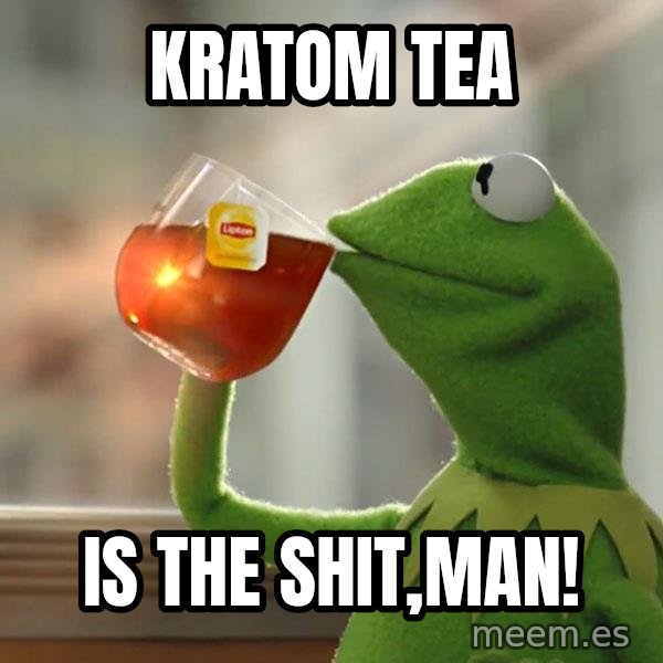 Kermit The Frog Drinking Tea meme: kratom tea / is the shit,man!