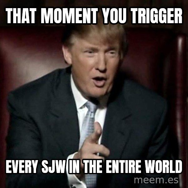 Donald Trump meme: THAT MOMENT YOU TRIGGER / EVERY SJW IN THE ENTIRE WORLD