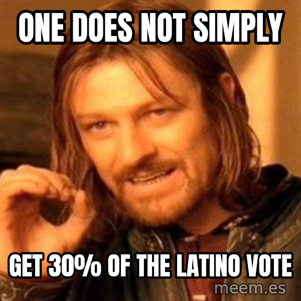 One Does Not Simply meme: One does not simply / Get 30% of the Latino vote