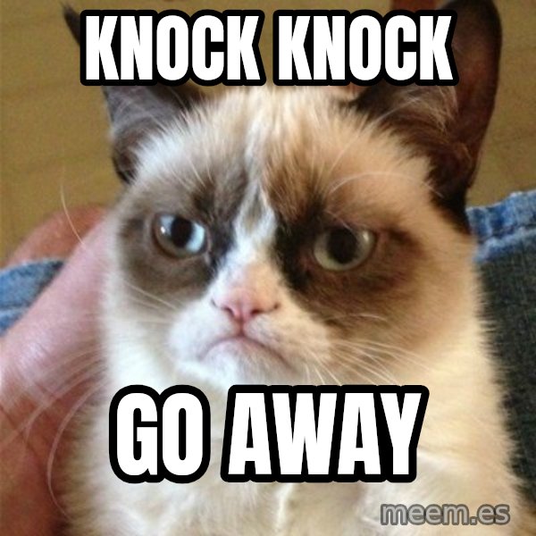 Grumpy Cat  meme: Knock knock / go away
