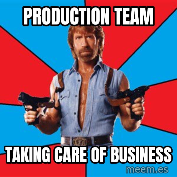 Chuck Norris  meme: Production Team / Taking Care of business