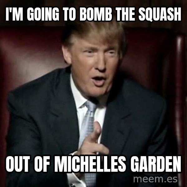 Donald Trump meme: I'm going to bomb the squash / out of Michelles garden