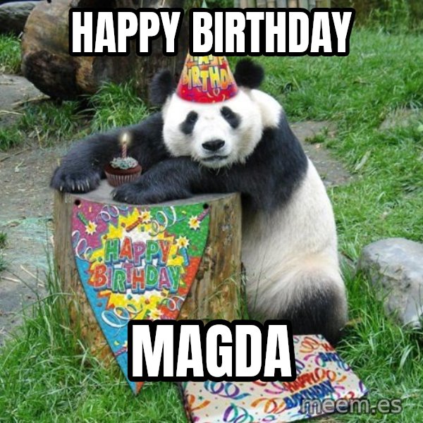 Happy Birthday Panda meme: Happy Birthday / Magda