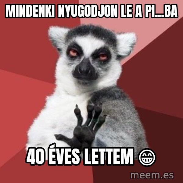 mindenki nyugodjon le a picsába meme: Mindenki nyugodjon le a pi...ba / 40 éves  lettem 😁