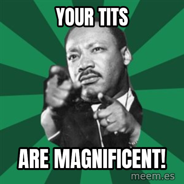 Martin Luther King jr.  meme: your tits / are magnificent!