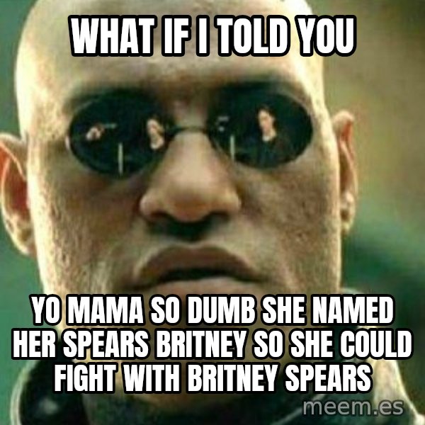 What If I Told You meme: what if i told you / yo mama so dumb she named her spears britney so she could fight with britney spears