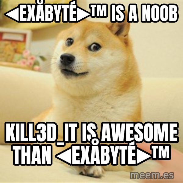 so doge meme: ◀Exåbyté▶™ IS A NOOB / KILL3D_IT IS AWESOME THAN ◀Exåbyté▶™