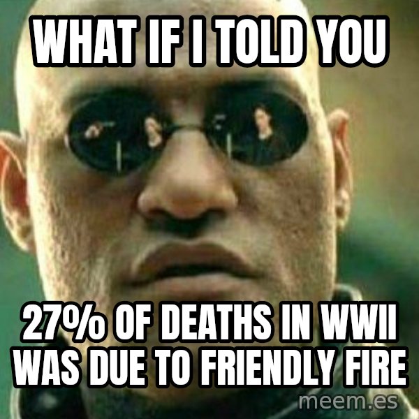 What If I Told You meme: What if I told you / 27% of deaths in wwii was due to friendly fire