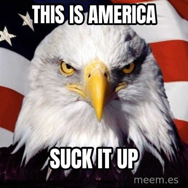 American Pride Eagle meme: this is america / suck it up