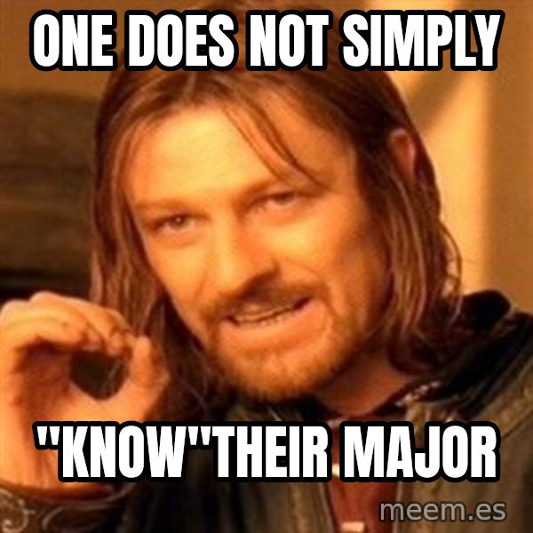 One Does Not Simply meme: One does not simply / "know"their major
