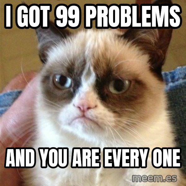 Grumpy Cat  meme: I got 99 problems / And you are every one