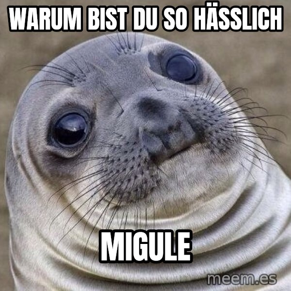 Awkward Seal meme: Warum bist du so hässlich / Migule