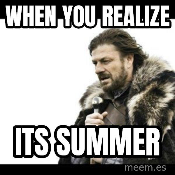 Winter is Coming meme: When you realize / Its Summer