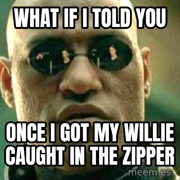 What If I Told You meme: What if I told you / Once i got my willie caught in the zipper