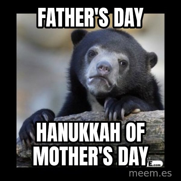 sad bear meme: Father's Day / Hanukkah of Mother's Day