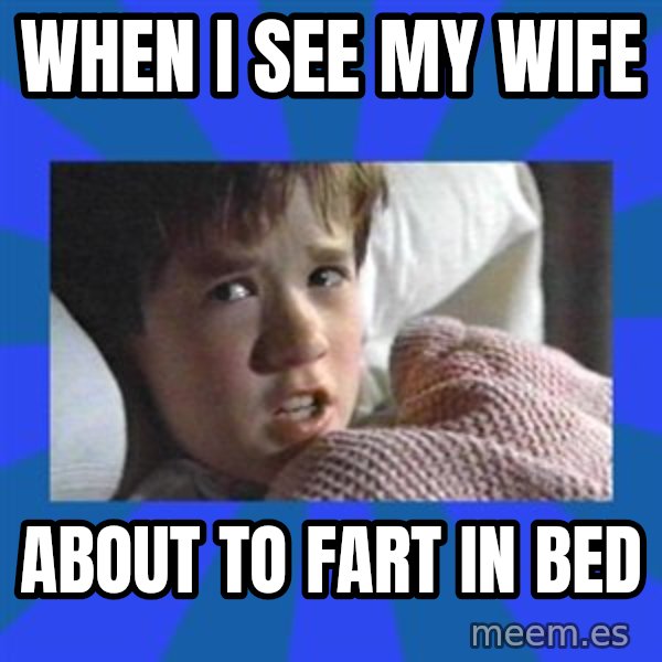 i see dead people meme: when i see my wife / about to fart in bed