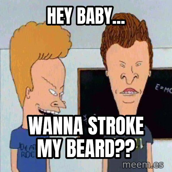 Beavis and butthead meme: Hey Baby... / Wanna stroke My Beard??