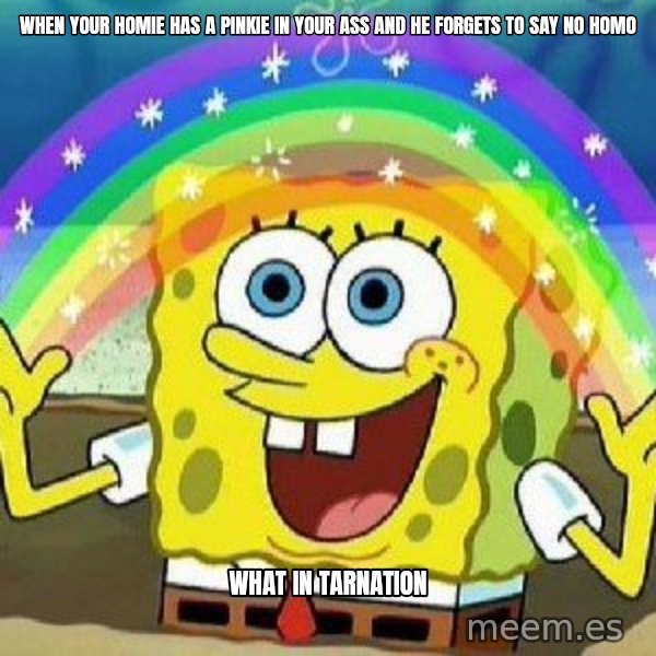 Imagination meme: When your homie has a pinkie in your ass and he forgets to say no homo / What in Tarnation