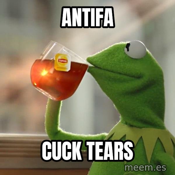 Kermit The Frog Drinking Tea meme: antifa / cuck tears