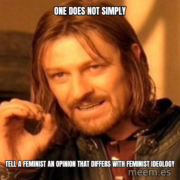 One Does Not Simply meme: One does not simply / tell a feminist an opinion that differs with feminist ideology