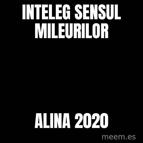 Blank Black meme: Inteleg sensul mileurilor / Alina 2020