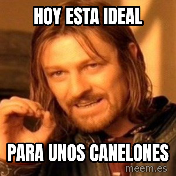 One Does Not Simply meme: Hoy esta ideal / para unos canelones