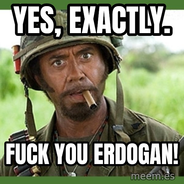 went full retard meme: Yes, exactly. / Fuck you Erdogan!