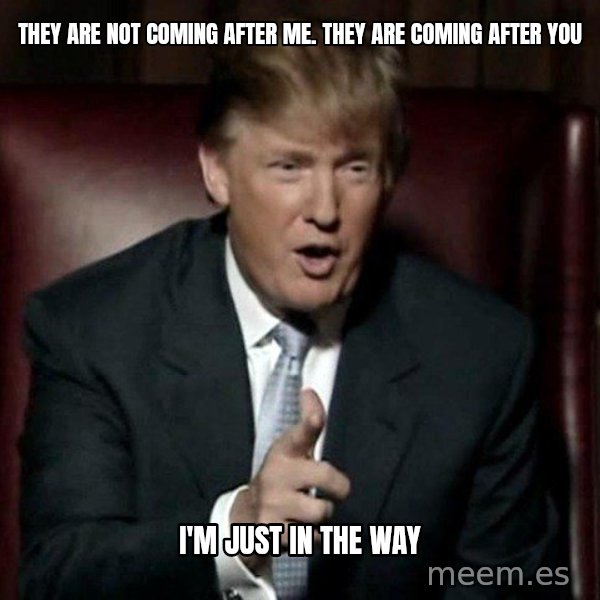 Donald Trump meme: they are not coming after me. they are coming after you / i'm just in the way