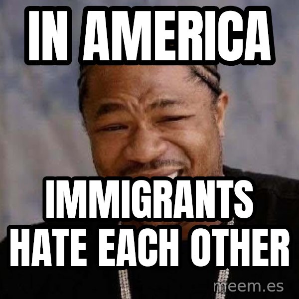 Yo Dawg meme: in america / immigrants hate each other