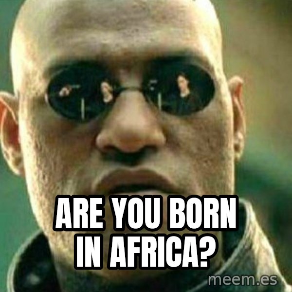 What If I Told You meme: are you born in Africa?