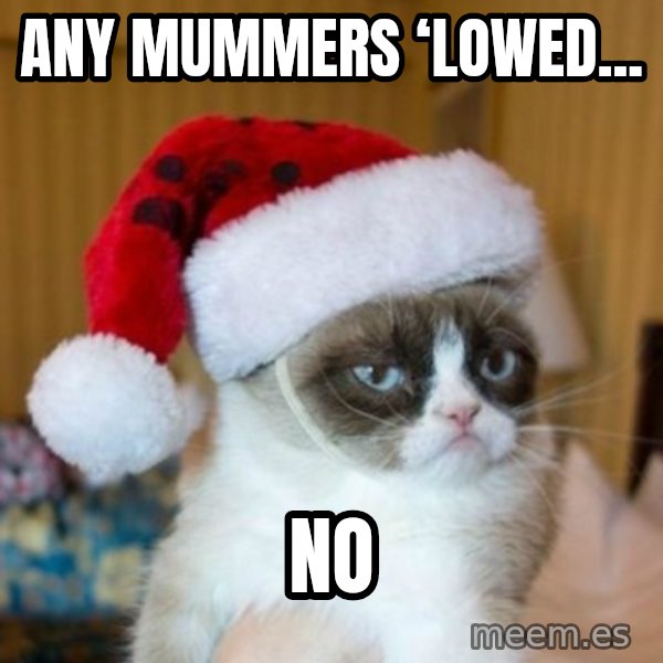 Grumpy Cat Santa Hat meme: Any Mummers ‘Lowed... / NO