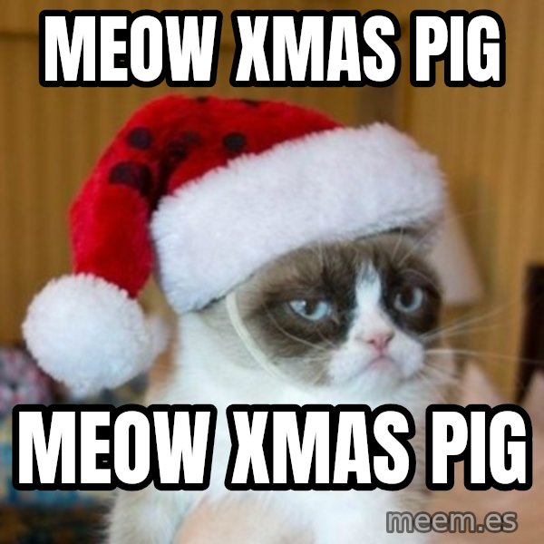 Grumpy Cat Santa Hat meme: Meow xmas pig / meow xmas pig