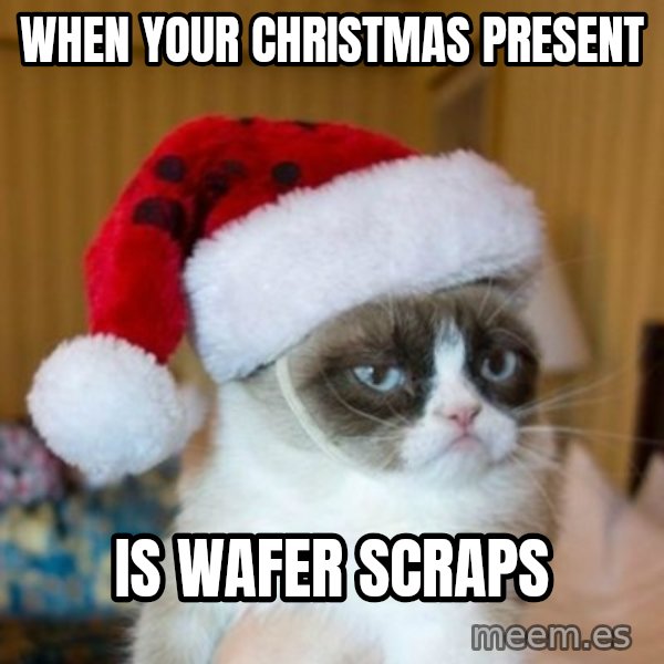 Grumpy Cat Santa Hat meme: when your christmas present / is wafer scraps